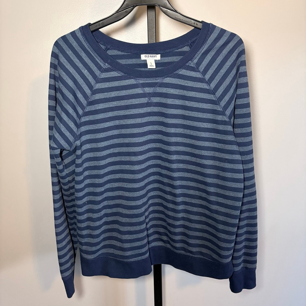 Women's Old Navy Blue Navy Striped Sweatshirt L‎